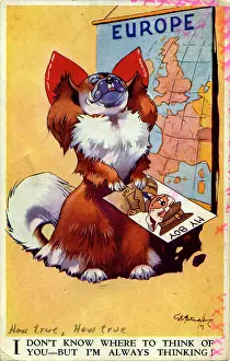 Think: George Studdy, Bonzo greetings postcard, WW2