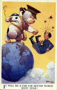 Reg Richardson Collection: George Studdy, Bonzo greetings postcard, WW2