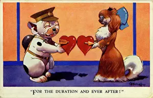 Reg Richardson Collection: George Studdy, Bonzo greetings postcard, WW2
