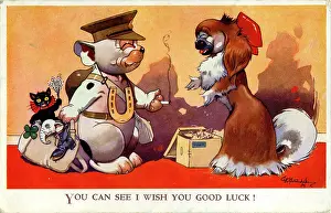 Charms: George Studdy, Bonzo greetings postcard, WW2
