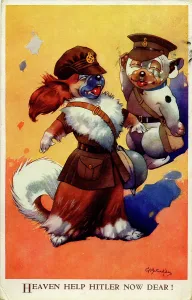 Studdy: George Studdy, Bonzo greetings postcard, WW2
