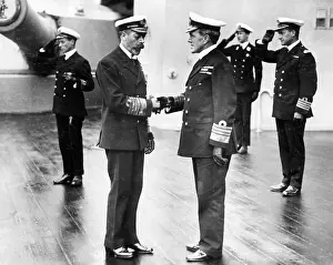 Baronet: George V shaking hands with Admiral Sturdee