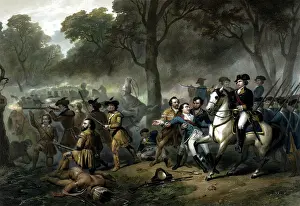 Monongahela: George Washington on horseback leading troops