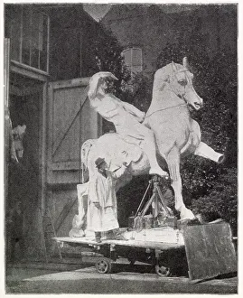 Sculpturing: George Watts at work on his Physical Energy statue 1896