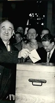 Georges Marrane, communist candidate, voting in election