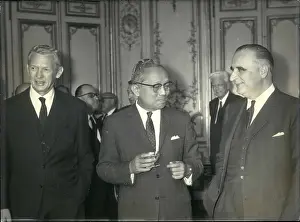 Matignon: Georges Pompidou, U'Thant and Couve de Murville, Paris