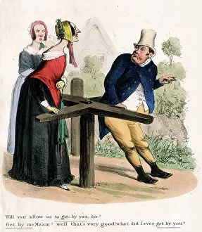 Request: Georgian cartoon, conversation at a turnstile
