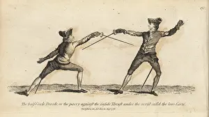 Swordplay: Georgian gentlemen fencer parrying a thrust