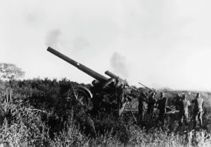 Mortars: German 21cm mortars during the fighting in Malgobek, 1942