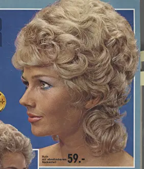 Hairpiece: German advertisement for ladies mullet wig