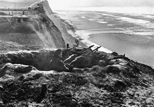 Antiaircraft: German antiaircraft machine gun position on the Atlantic