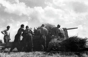 Vistula: German artillery during the fights at the Vistula, 1944