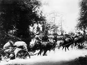 Limber: German artillery on the march on the Eastern front, 1914