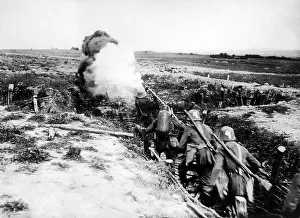 Thrower: German assault troop with a flame thrower, 1918