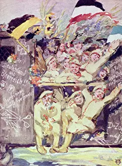 Optimism: German and Austrian troops setting off for WW1