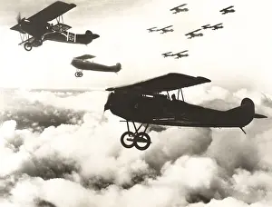 Mid Air: German biplanes flying above the clouds
