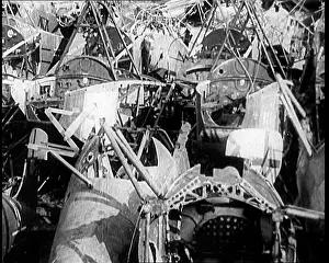 Piled: German Biplanes Piled High in a Scrapyard To
