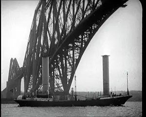 Queensferry: German Boat Passing Under the Forth Bridge