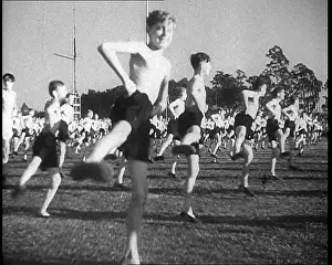 Exercising: German Boys Exercising Outside