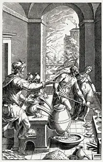 Experimenting: A German Chemist (or Alchemist!) and his assistants