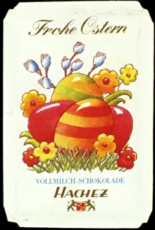 Confectionery: German chocolate wrapper, Happy Easter