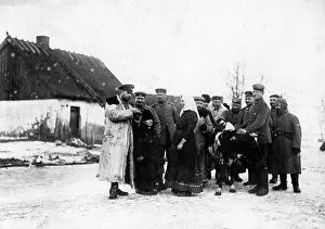 Writes: A German commander writes a receipt for the requisition of a