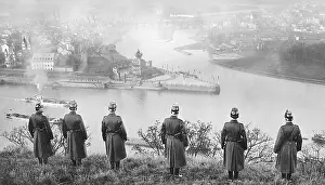 Koblenz: German constables at Deutsches Eck, 1929