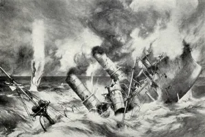 Lcgr1303: German cruiser sinking during the Battle of Jutland