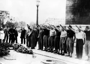 Verdun: German cyclists at the Memorial of the Unknown Soldier, 1935