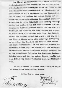 Emil: German-Czech Declaration of March 15, 1939