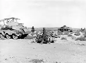 Stops: German dispatch rider in desert, WW2