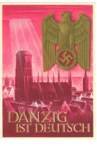 Regained: German eagle with swastka over sunlit Dantzig cathedral