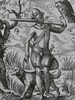 Lacroix: German falconer, 16th century. Engraving