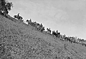Practices: German field artillery on a maneuver, 1902