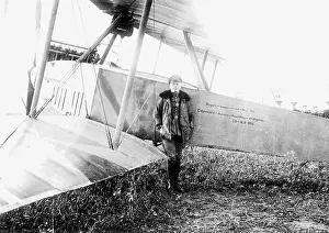 Freshly: German fighter pilot before his plane, 1914
