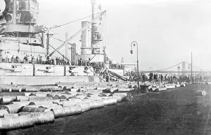 Handed: The German fleet delivers its ammunition in