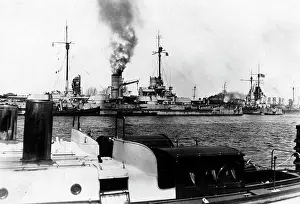 Liners: German fleet in a harbour, 1916