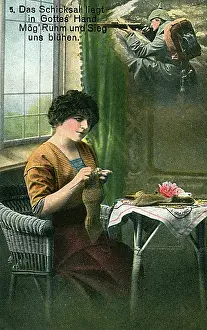 Pining: German Girl knits socks for her man on the frontline