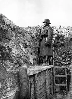 Arras: German guard in the front line near Arras, 1918
