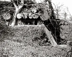 Combles: German gun emplacement at Combles, Western Front, WW1