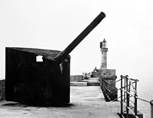 Zeebrugge: A German gun on the Zeebrugge Mole - WW1
