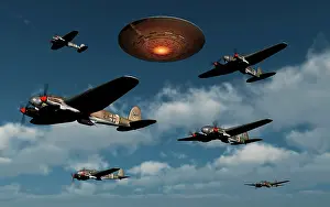 Heinkel: German Heinkel bombers being buzzed by a UFO