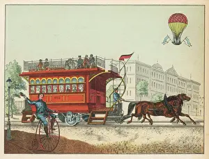 Bicyclist: German Horse Tram - circa 1880