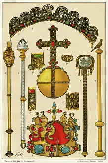 Sceptres: German imperial crown, Sceptres, Orb and Bohemian Crown