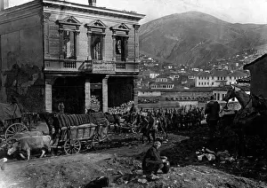 Macedonia: German infantery troops on their way to Veles, 1916