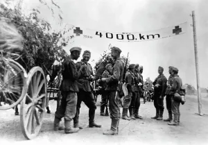 Hung: German infantry celebrating a march performance in Ukraine