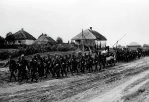 Seversky: German infantry on the march on the southern