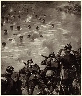 Bladders: German infantry practising shooting 1914