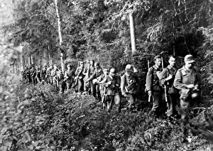 Wooded: German infantry during the retreat fights on the Eastern