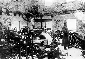 Masuria: German infantryman in a destroyed mill, 1915